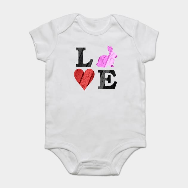 Easter LOVE with Heart and Bunny Baby Bodysuit by HolidayBug